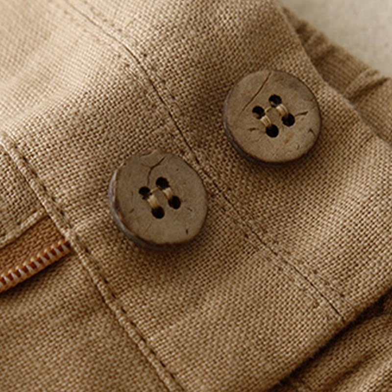 Buddha Stones Summer Casual Simple Zipper Design Linen Women's Wide Leg Pants With Pockets - image 39