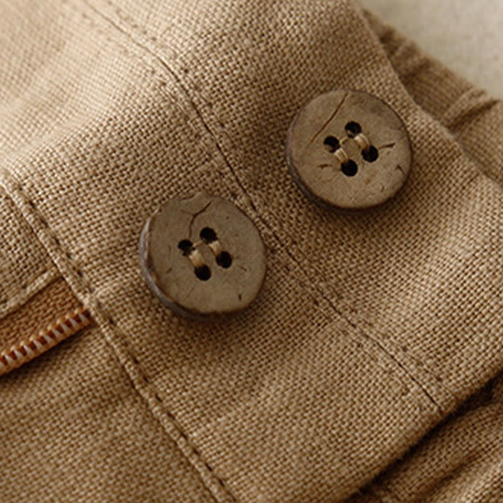 Buddha Stones Summer Casual Simple Zipper Design Linen Women's Wide Leg Pants With Pockets - image 39