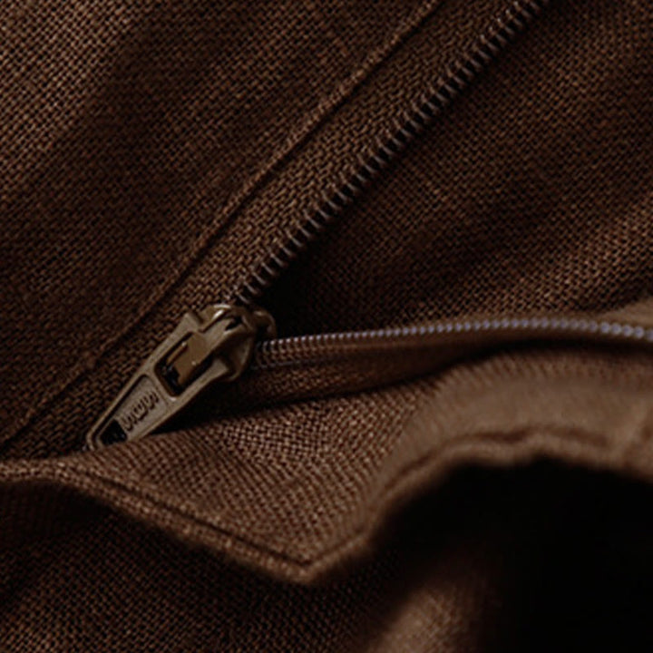 Buddha Stones Summer Casual Simple Zipper Design Linen Women's Wide Leg Pants With Pockets - image 64