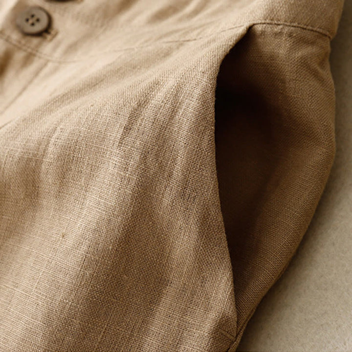 Buddha Stones Summer Casual Simple Zipper Design Linen Women's Wide Leg Pants With Pockets - image 40