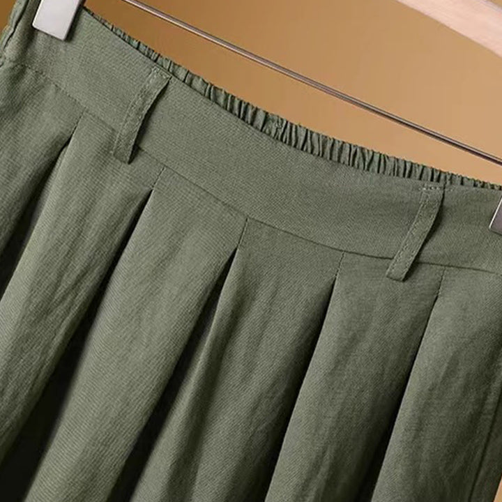 Buddha Stones Summer Casual Pure Color 7-8 Length Cotton Linen Women's Wide Leg Pants - image 1