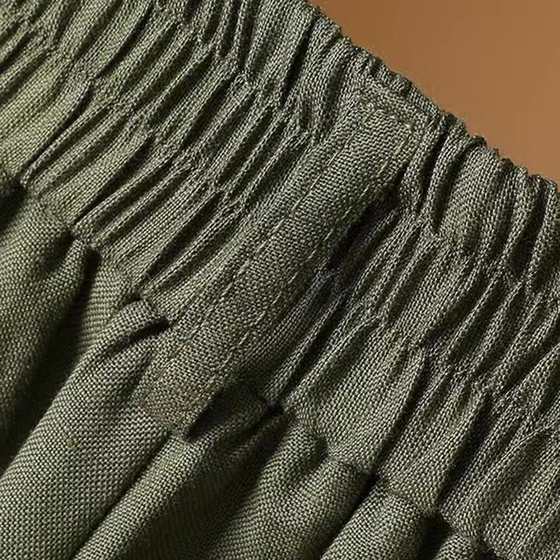 Buddha Stones Summer Casual Pure Color 7-8 Length Cotton Linen Women's Wide Leg Pants - image 3