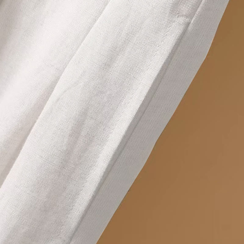 Buddha Stones Summer Casual Pure Color 7-8 Length Cotton Linen Women's Wide Leg Pants - image 11