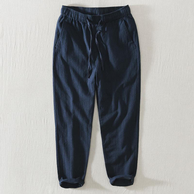Buddha Stones Summer Casual Drawstring Ramie Linen Men's Pants With Pockets - MidnightBlue - US/UK/AU44，EU54 (4XL) - image 14