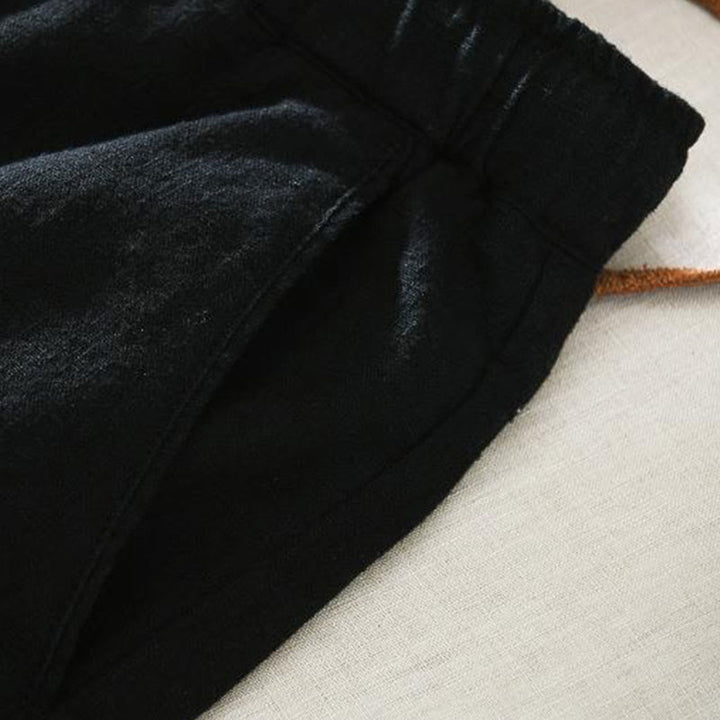 Buddha Stones Summer Casual Drawstring Ramie Linen Men's Pants With Pockets - image 11