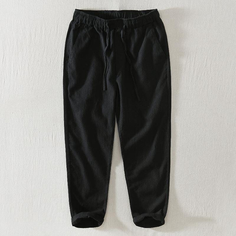 Buddha Stones Summer Casual Drawstring Ramie Linen Men's Pants With Pockets - Black - US/UK/AU44，EU54 (4XL) - image 10