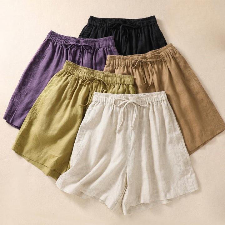 Buddha Stones Casual Floral Embroidery Pattern Drawstring Women's Shorts With Pockets - image 20