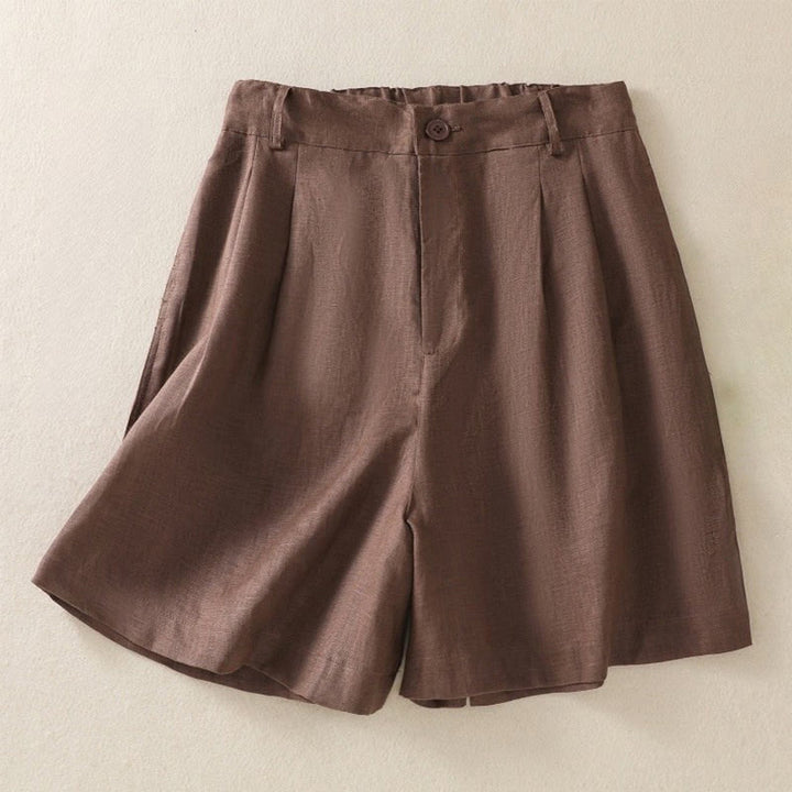 Buddha Stones Summer Casual Pure Color Cotton Linen Women's Shorts With Pockets - Maroon - US8-10，UK/AU12-14，EU40-42 (2XL) - image 7