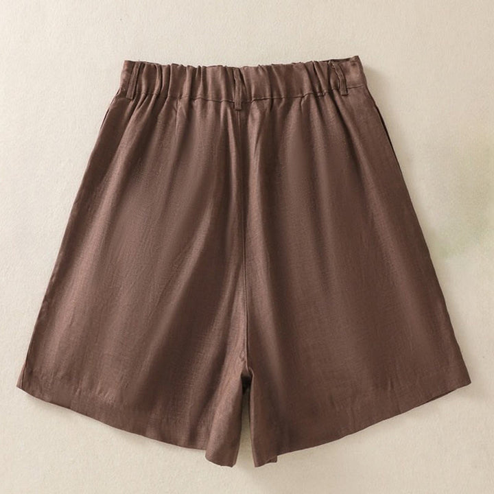 Buddha Stones Summer Casual Pure Color Cotton Linen Women's Shorts With Pockets - image 8