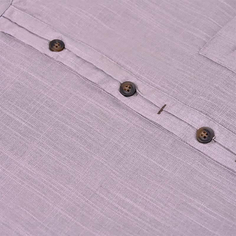 Buddha Stones Men's Summer Solid Color Short Sleeve Half Button Cotton Linen Shirt - image 16