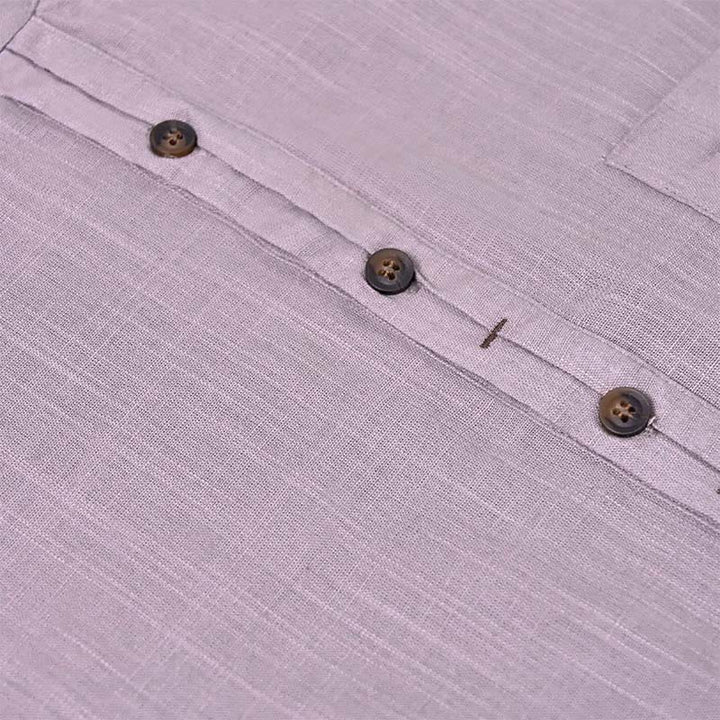 Buddha Stones Men's Summer Solid Color Short Sleeve Half Button Cotton Linen Shirt - image 16