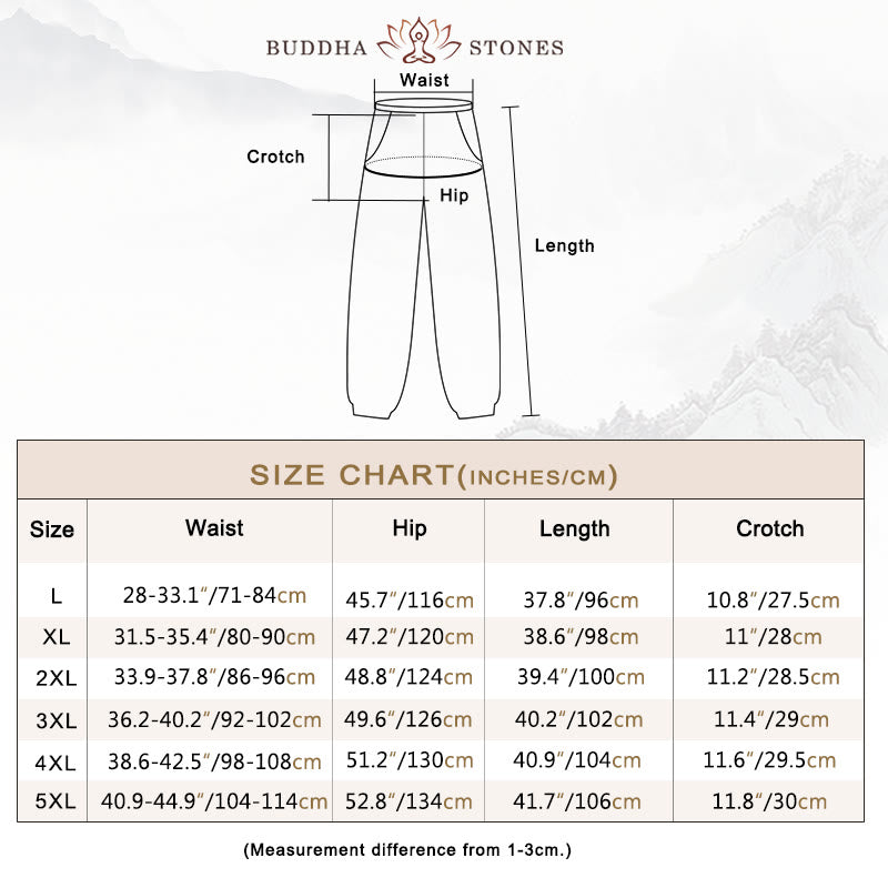 Buddha Stones Casual Solid Color Drawstring Linen Men's Pants With Pockets - image 6