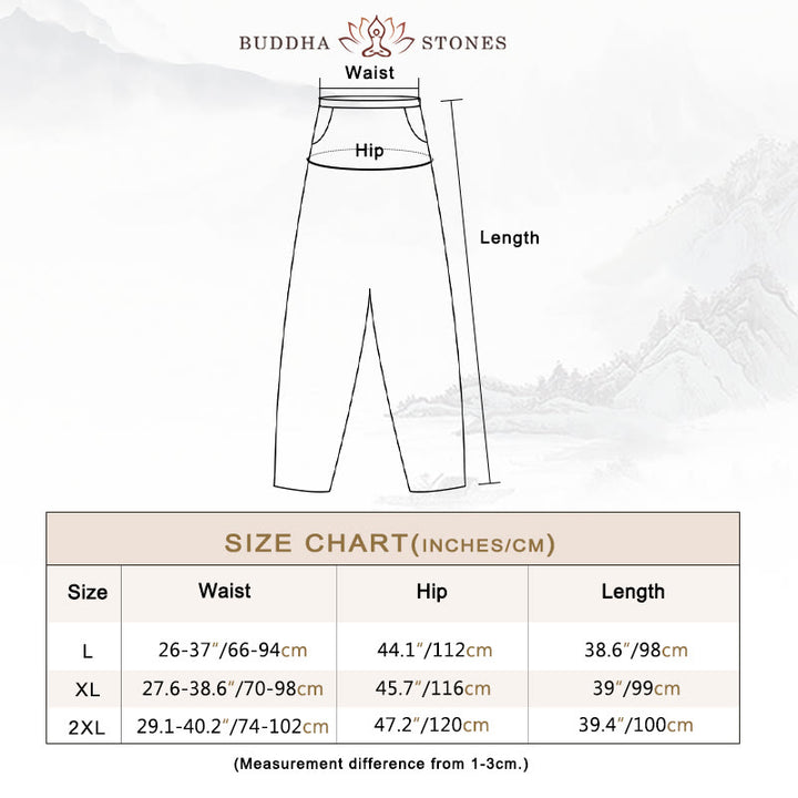 Buddha Stones Casual Solid Color Tapered Elastic Waistband Cotton Linen Women's Pants With Pockets - image 6
