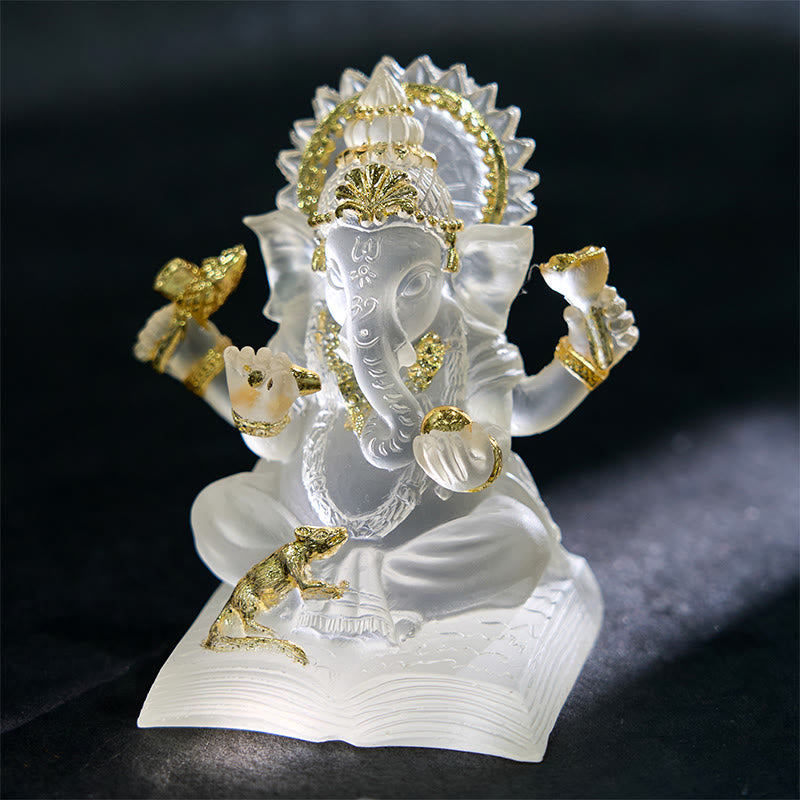 Buddha Stones Transparent White Ganesh Ganpati Elephant Statue Protection Home Resin Decoration - image 2