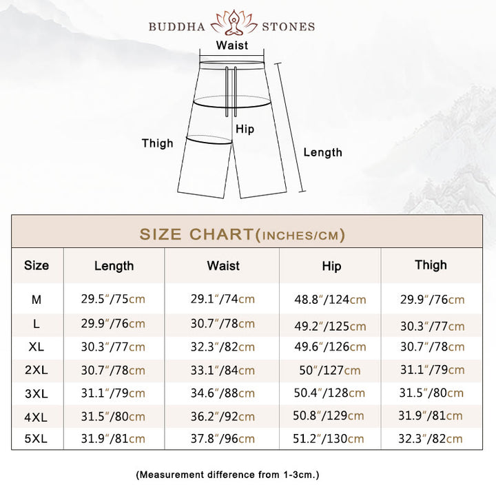 Buddha Stones Solid Color Mid-length Linen Men's Wide Leg Pants With Pockets - image 5