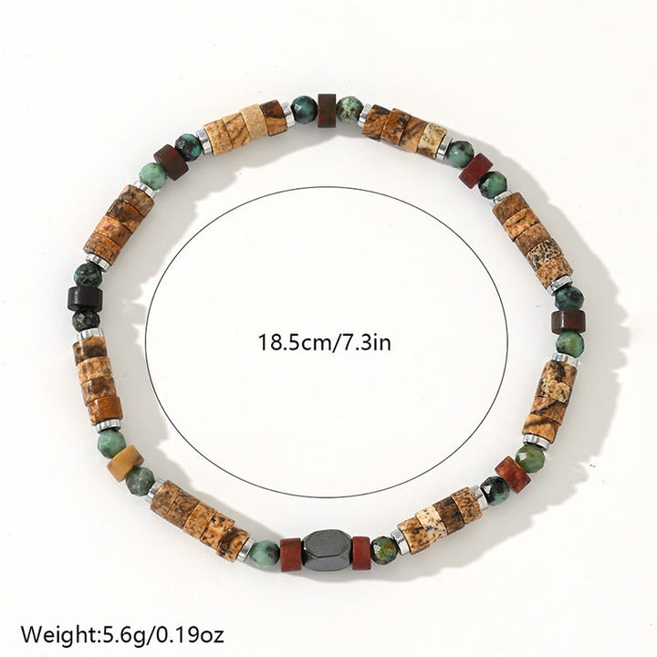 Buddha Stones Natural Stone Picture Jasper Turquoise Hematite Positive Bracelet