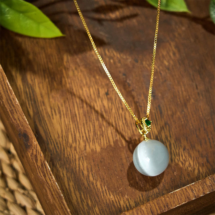 Buddha Stones Cat's Eye Round Ball Confidence Necklace Pendant