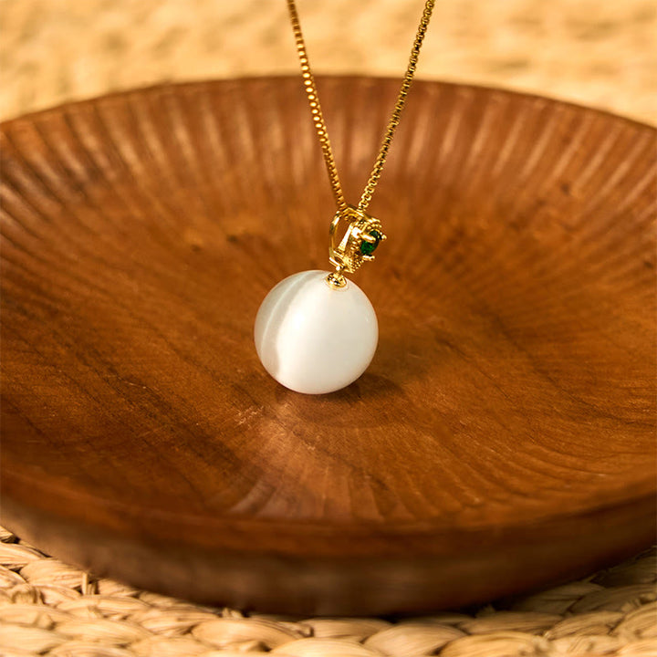 Buddha Stones Cat's Eye Round Ball Confidence Necklace Pendant