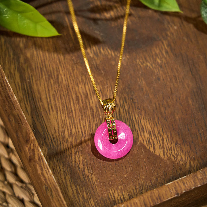 Buddha Stones Purple Jade Peace Buckle Happiness Necklace Pendant