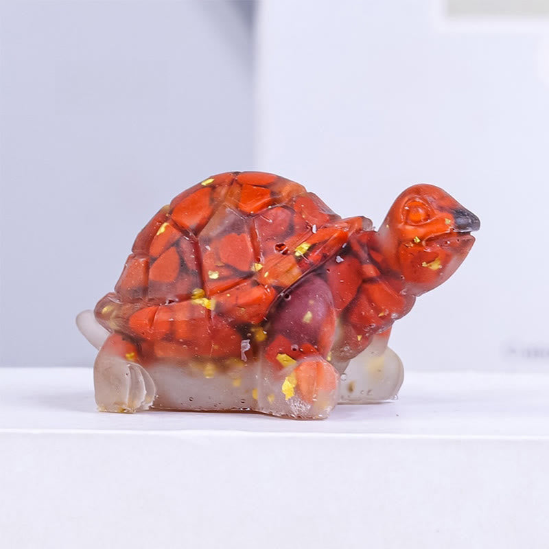 Buddha Stones Natural Crystal Gravel Drip Resin Small Turtle Decoration Statue - Red Jasper - image 11