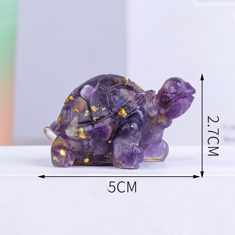 Buddha Stones Natural Crystal Gravel Drip Resin Small Turtle Decoration Statue - image 3