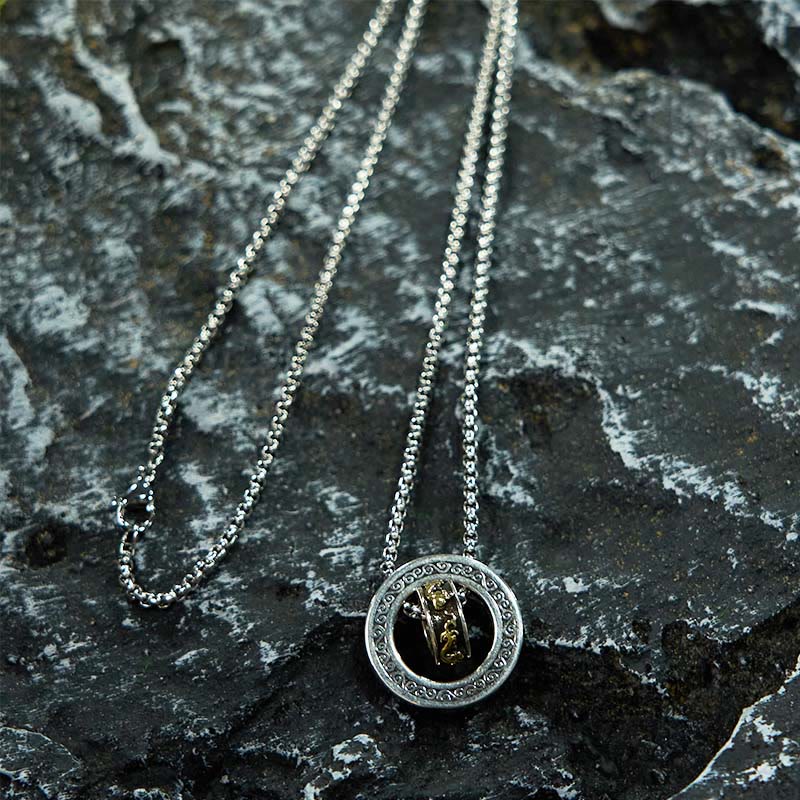 Buddha Stones Double Ring PiXiu Peace Buckle Wealth Rotatable Necklace Pendant - image 5