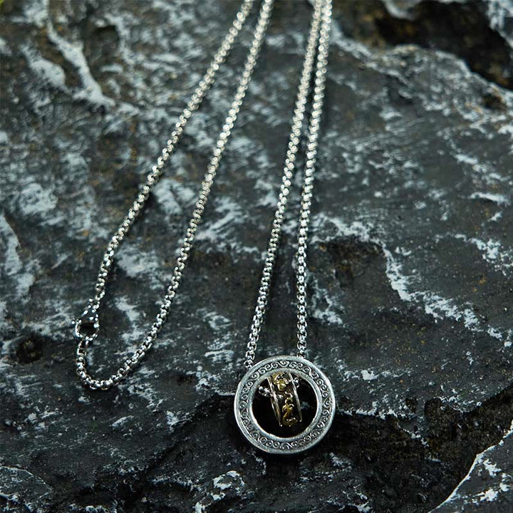 Buddha Stones Double Ring PiXiu Peace Buckle Wealth Rotatable Necklace Pendant - image 5