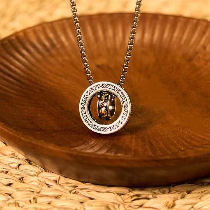 Buddha Stones Double Ring PiXiu Peace Buckle Wealth Rotatable Necklace Pendant - image 15