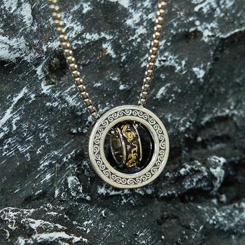 Buddha Stones Double Ring PiXiu Peace Buckle Wealth Rotatable Necklace Pendant - image 6