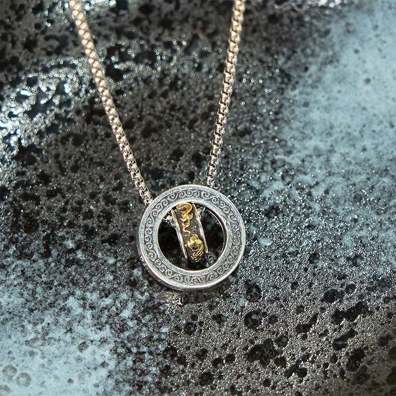 Buddha Stones Double Ring PiXiu Peace Buckle Wealth Rotatable Necklace Pendant - image 12