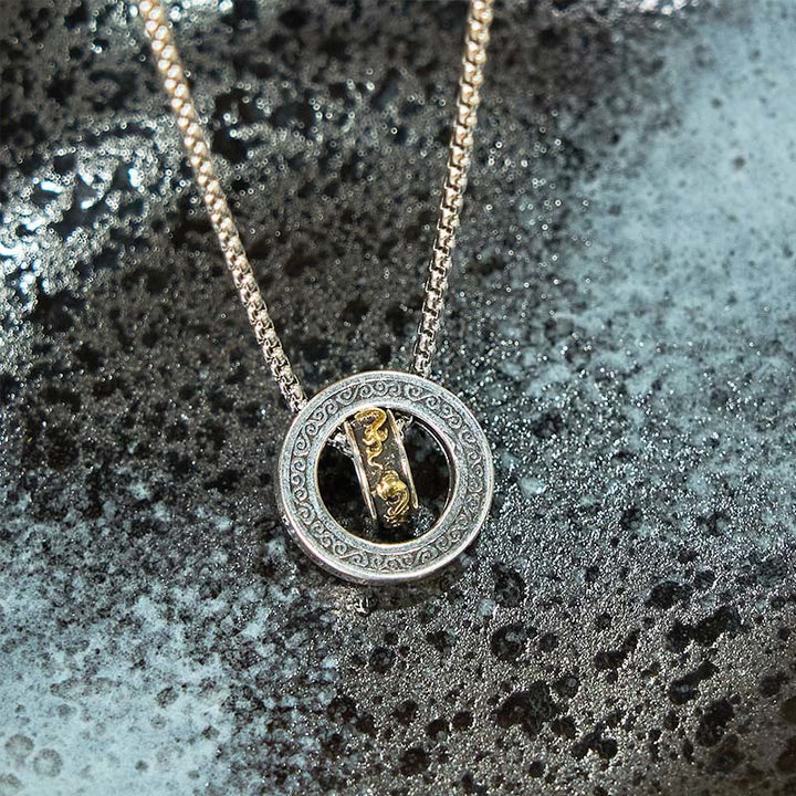 Buddha Stones Double Ring PiXiu Peace Buckle Wealth Rotatable Necklace Pendant - image 12