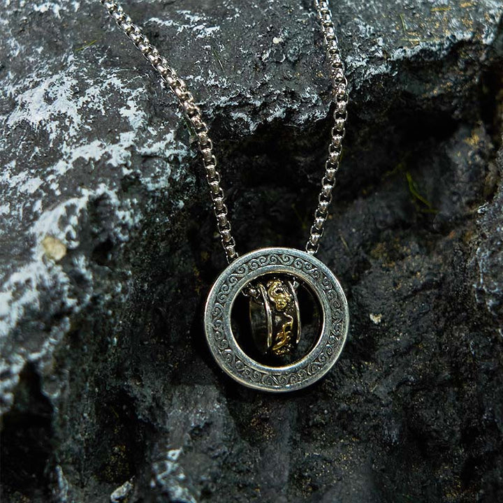 Buddha Stones Double Ring PiXiu Peace Buckle Wealth Rotatable Necklace Pendant - image 13