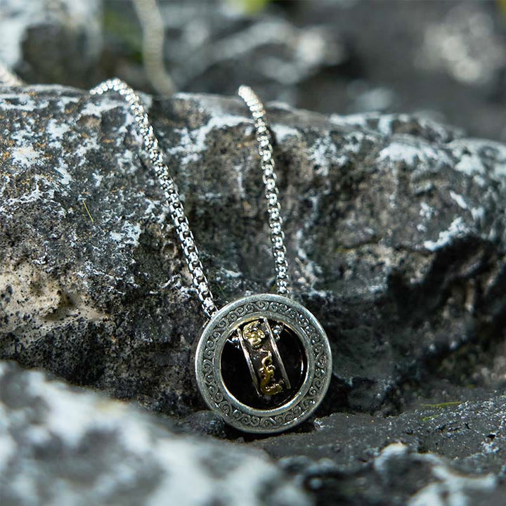 Buddha Stones Double Ring PiXiu Peace Buckle Wealth Rotatable Necklace Pendant - image 10