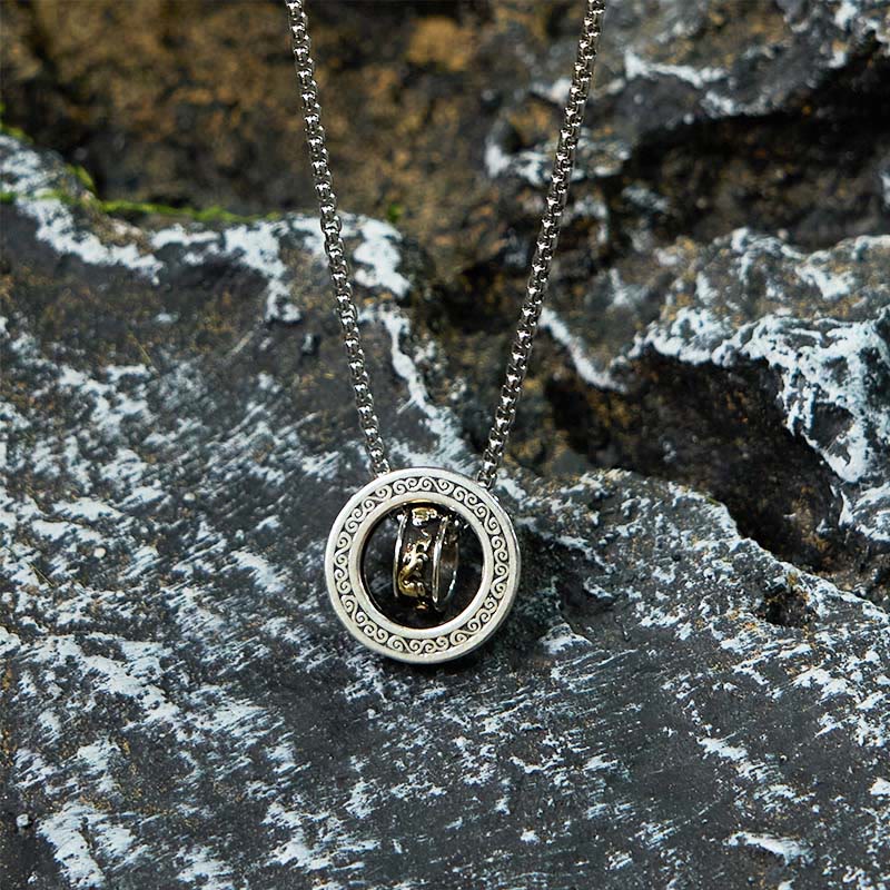 Buddha Stones Double Ring PiXiu Peace Buckle Wealth Rotatable Necklace Pendant - image 11