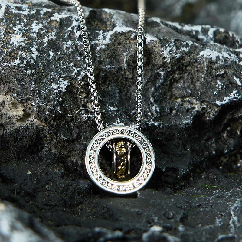 Buddha Stones Double Ring PiXiu Peace Buckle Wealth Rotatable Necklace Pendant - image 9
