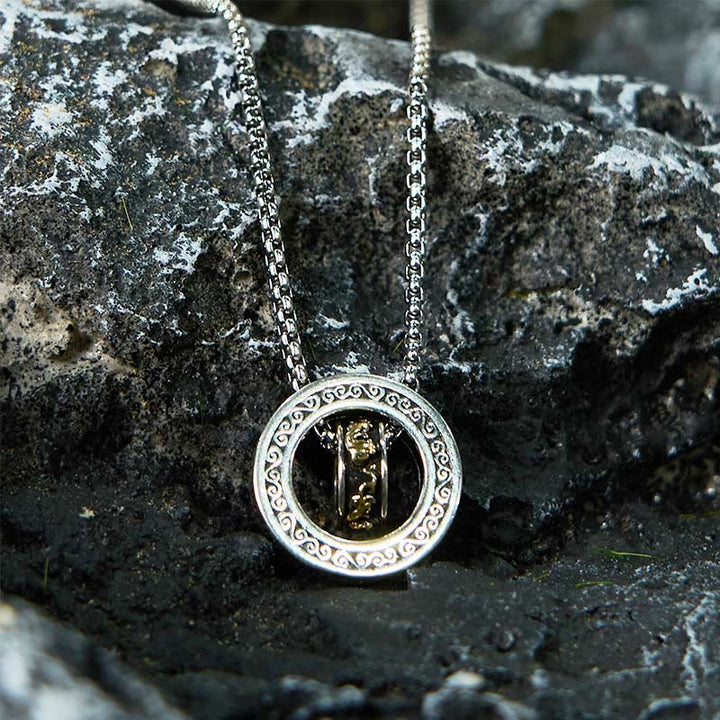 Buddha Stones Double Ring PiXiu Peace Buckle Wealth Rotatable Necklace Pendant - image 9