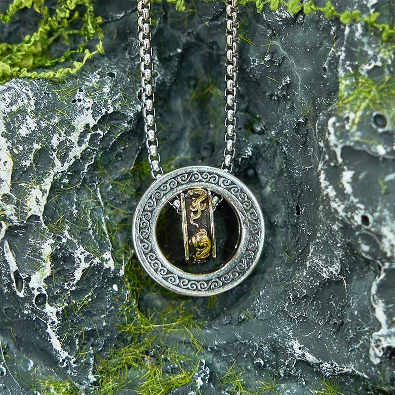 Buddha Stones Double Ring PiXiu Peace Buckle Wealth Rotatable Necklace Pendant - image 14