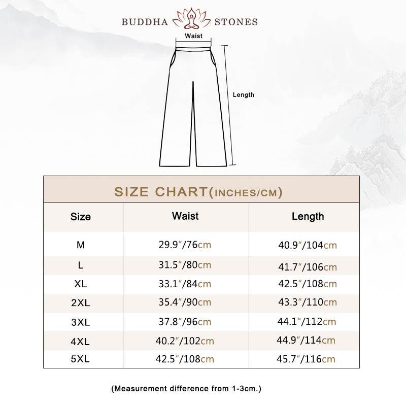 Buddha Stones Solid Color Cotton Linen Men's Wide Leg Pants With Pockets