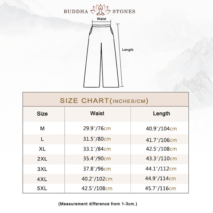 Buddha Stones Solid Color Cotton Linen Men's Wide Leg Pants With Pockets