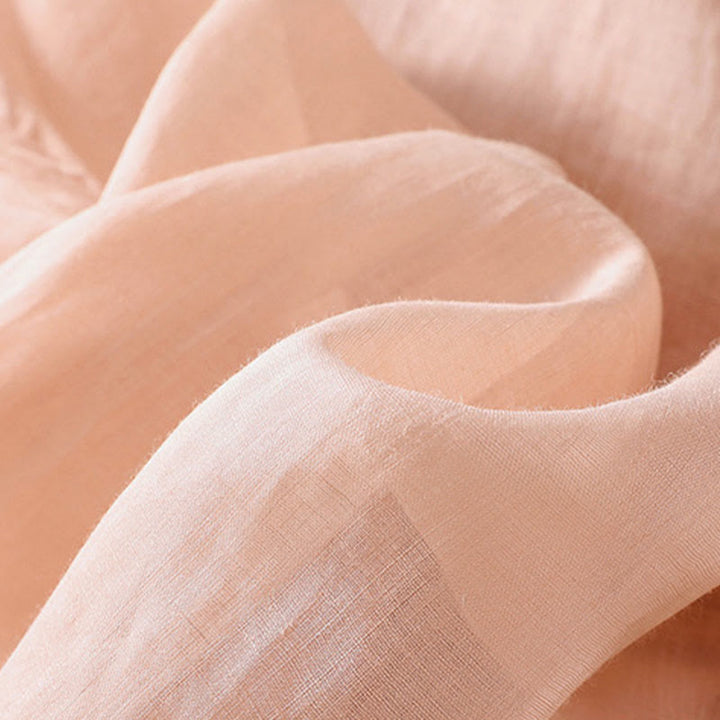 Buddha Stones Artistic Plain Floral Embroidered Design Crew Neck Puff Half Sleeve Cotton Linen Women's T-Shirt - image 11