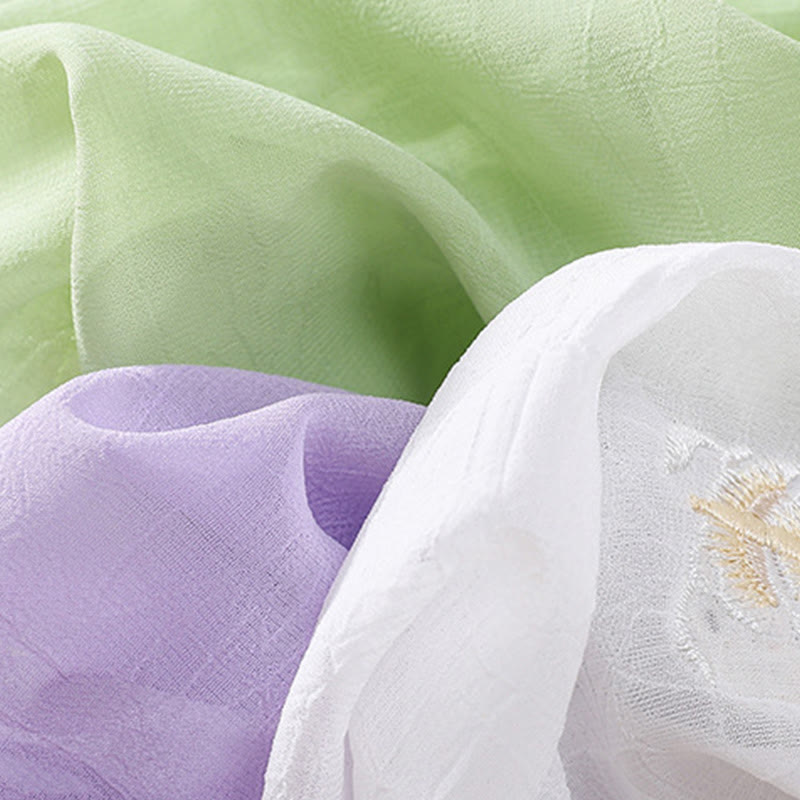 Buddha Stones Embroidery Plants Flower Half Sleeve Plain Frog-Button Stand Collar Women's Shirt - image 28