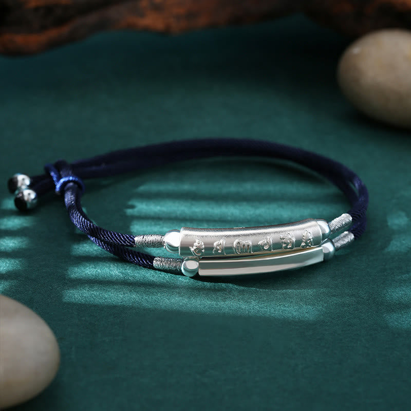 Buddha Stones Dragon Knot Sterling Silver Om Mani Padme Hum Double Hand Woven Bracelet - image 8