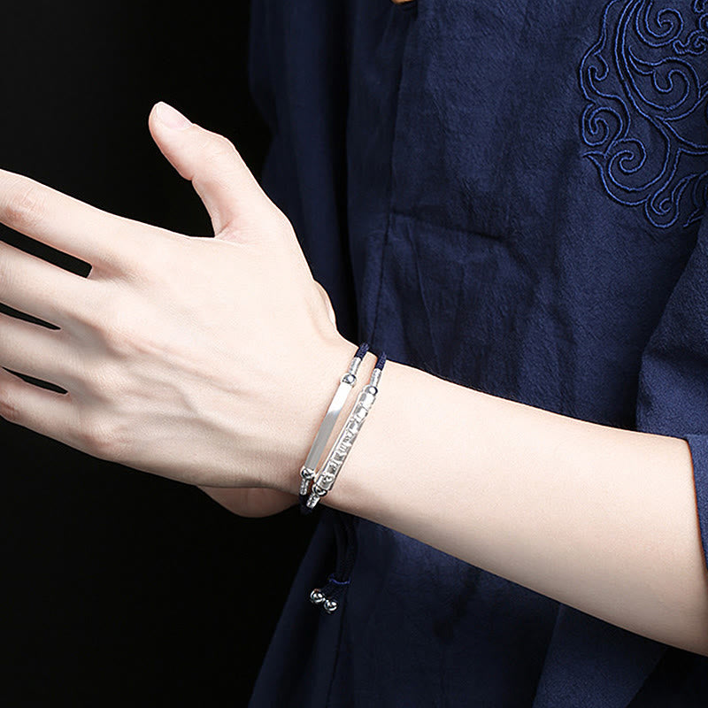 Buddha Stones Dragon Knot Sterling Silver Om Mani Padme Hum Double Hand Woven Bracelet - image 10