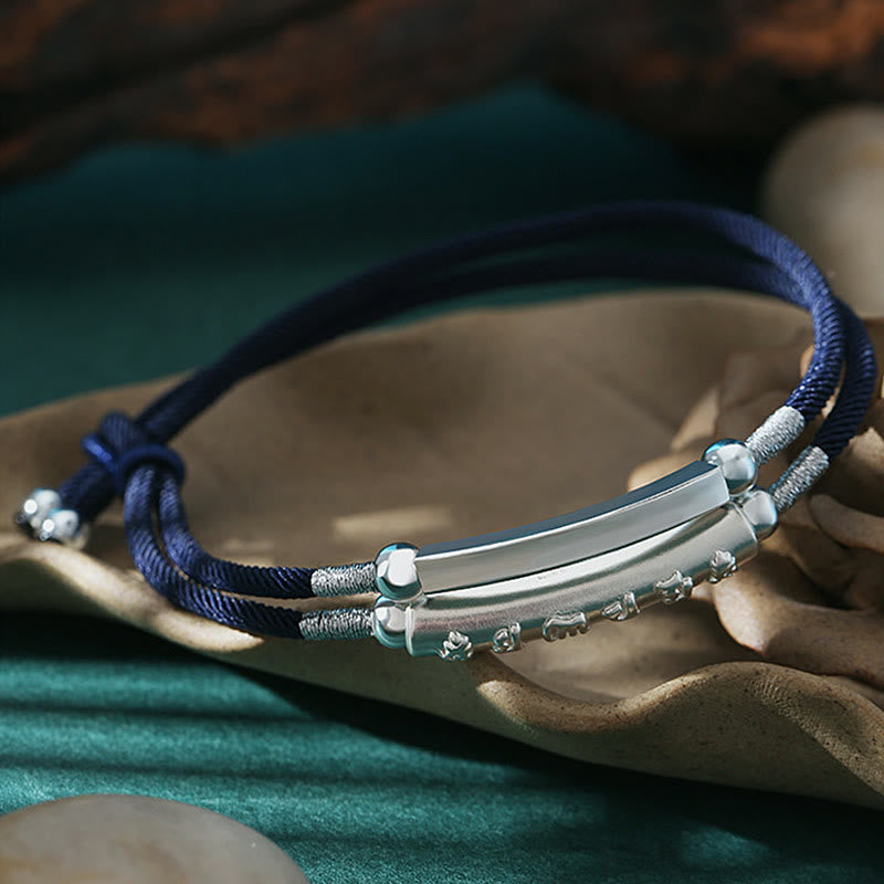 Buddha Stones Dragon Knot Sterling Silver Om Mani Padme Hum Double Hand Woven Bracelet - image 9