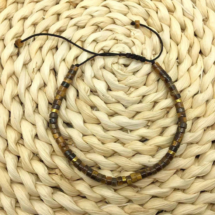 Buddha Stones Natural Tiger Eye Spacer Bead Courage Bracelet