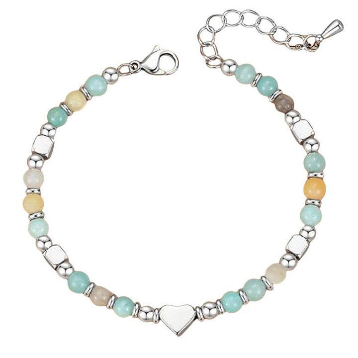 Buddha Stones Natural Stone Amazonite Amethyst Lazurite Lapis Lazuli Rose Quartz Heart Positive Balance Bracelet - image 4