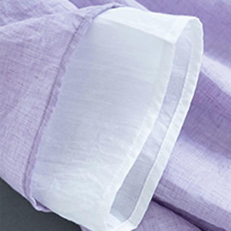 Buddha Stones Flower Embroidery Three Quarter Sleeve Frog-Button Mandarin Collar Cotton Linen Women's Shirt - image 11