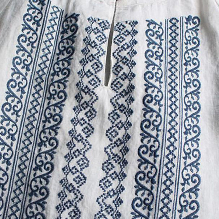 Buddha Stones Ethnic Embroidery Bohemian Pattern Long Sleeve Crew Neck Women's Shirt - image 4