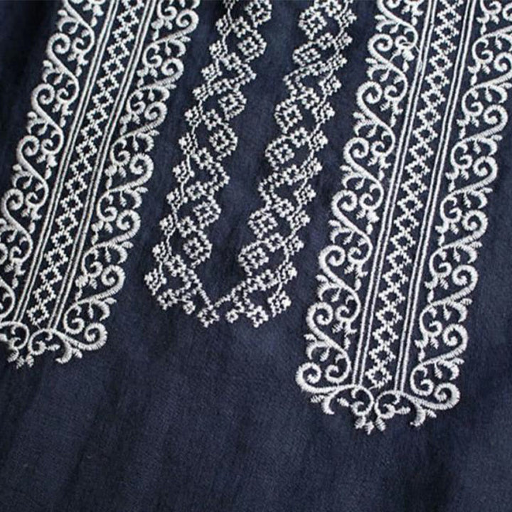 Buddha Stones Ethnic Embroidery Bohemian Pattern Long Sleeve Crew Neck Women's Shirt - image 11