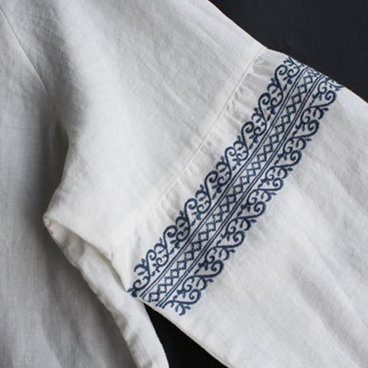 Buddha Stones Ethnic Embroidery Bohemian Pattern Long Sleeve Crew Neck Women's Shirt - image 6